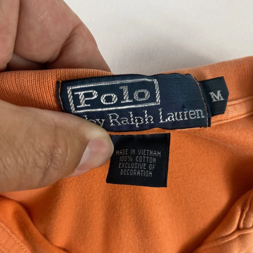 Ralph‎ Lauren Polo Shirt Mens Medium Orange Faded Classic Fit Short Sleeve